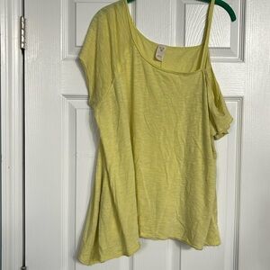 Free people yellow top. Large off shoulder short sleeve